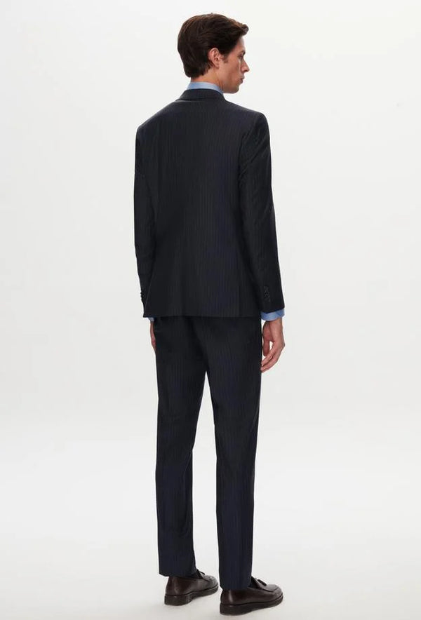 Ds Damat Slim Fit Navy Blue Stripe Patterned Suit-D'S DAMAT ONLINE