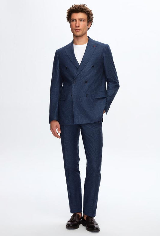 Ds Damat Slim Fit Navy Blue Dobby Suit-D'S DAMAT ONLINE