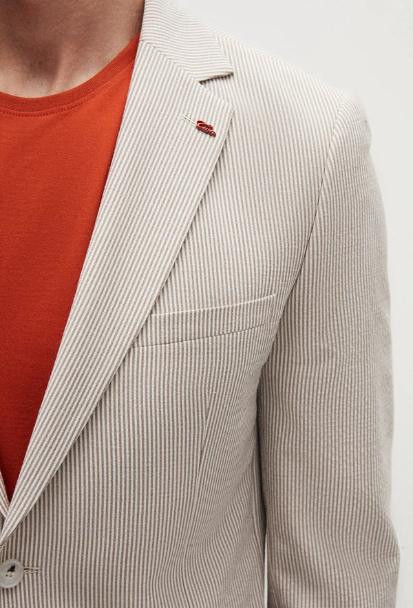 Twn Slim Fit Mink Seersucker Suit