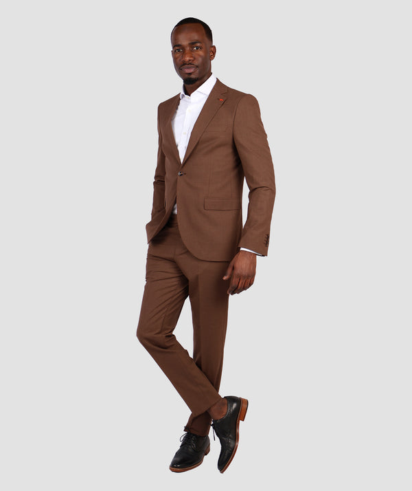 TWN Slim Fit Brown Suit-D'S DAMAT ONLINE