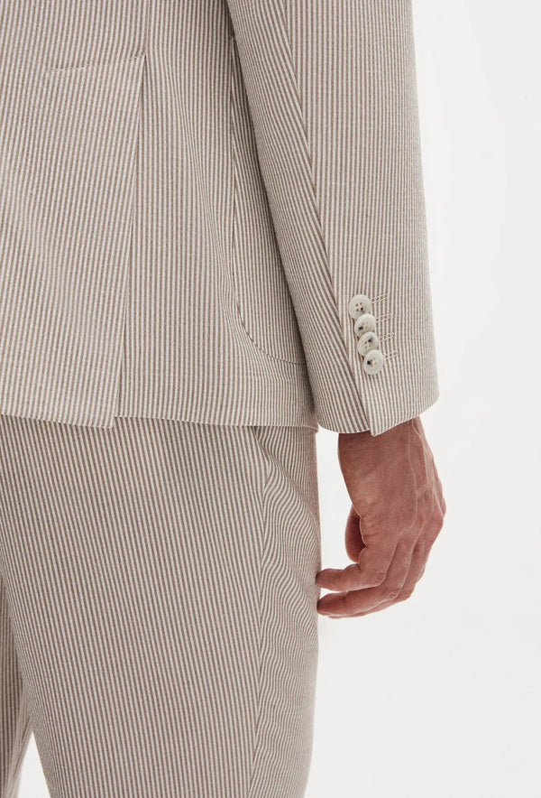 Twn Slim Fit Mink Seersucker Suit