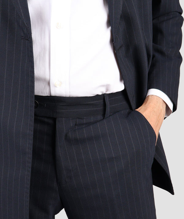 DS Damat Striped Navy Blue Slim Fit Suit-D'S DAMAT ONLINE