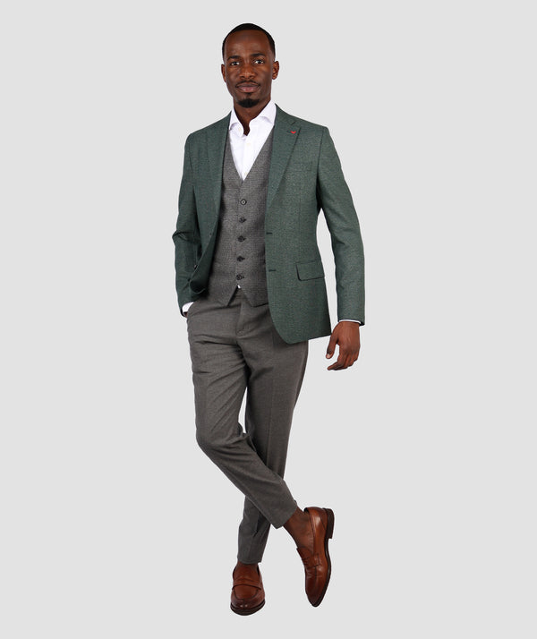 DS Damat Slim Fit Green 3 Pc Suit-D'S DAMAT ONLINE