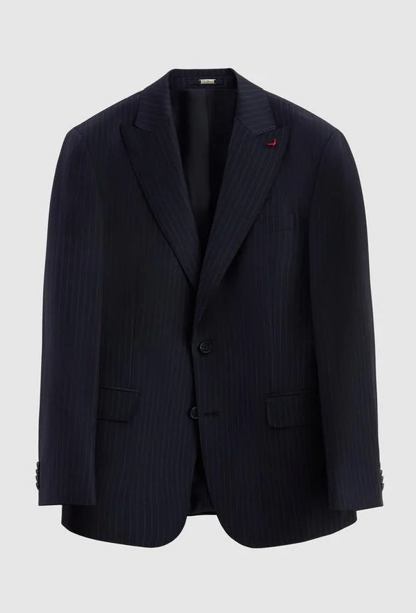 Ds Damat Slim Fit Navy Blue Stripe Patterned Suit-D'S DAMAT ONLINE