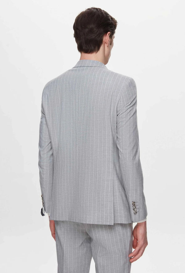 Twn Slim Fit Gray Stripe Patterned Suit-D'S DAMAT ONLINE