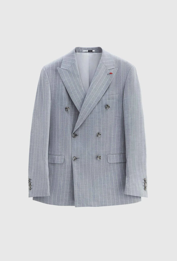 Twn Slim Fit Gray Stripe Patterned Suit-D'S DAMAT ONLINE