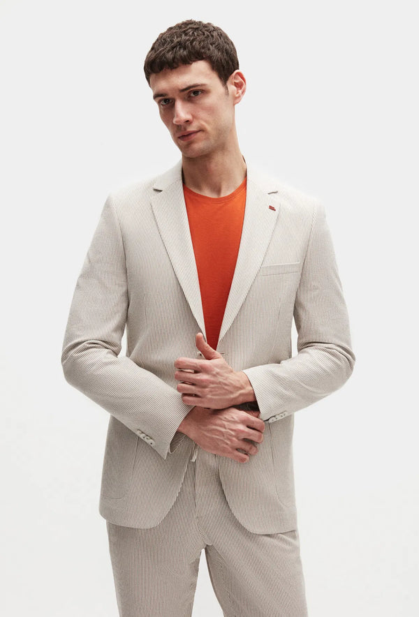 Twn Slim Fit Mink Seersucker Suit