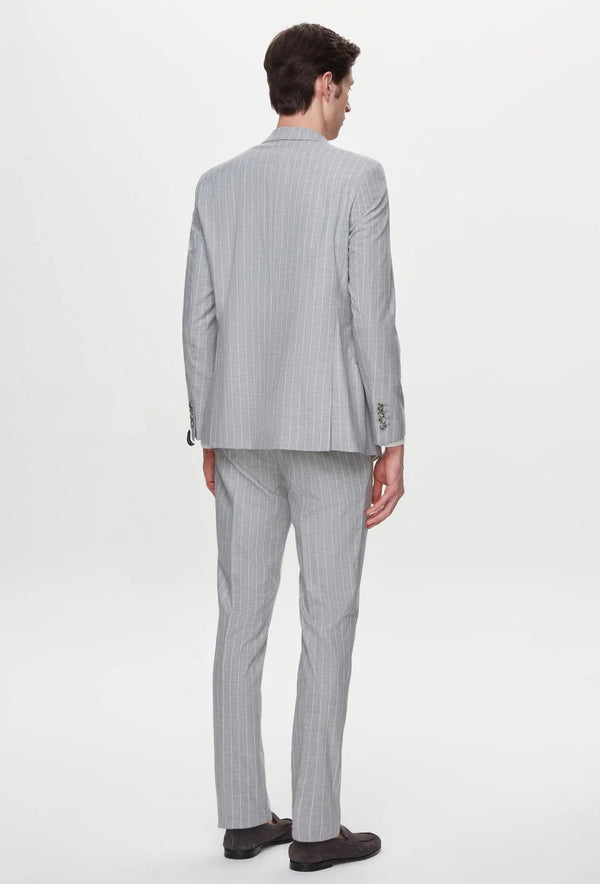 Twn Slim Fit Gray Stripe Patterned Suit-D'S DAMAT ONLINE