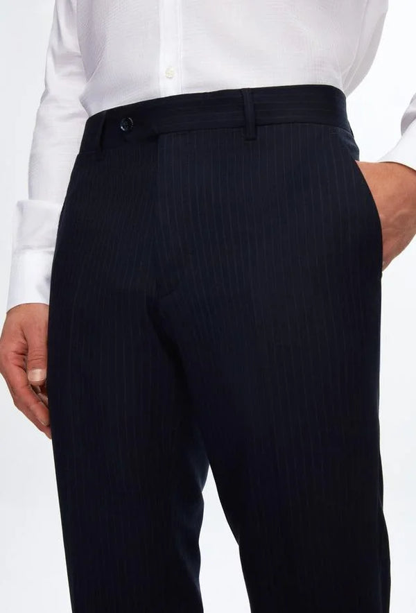 Ds Damat Regular Fit Navy Blue Striped Double Breasted Suit-D'S DAMAT ONLINE