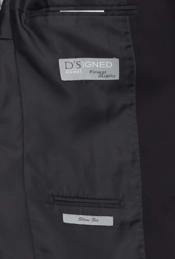 Twn Slim Fit Black Plain Pointed Collar Viscose Suit