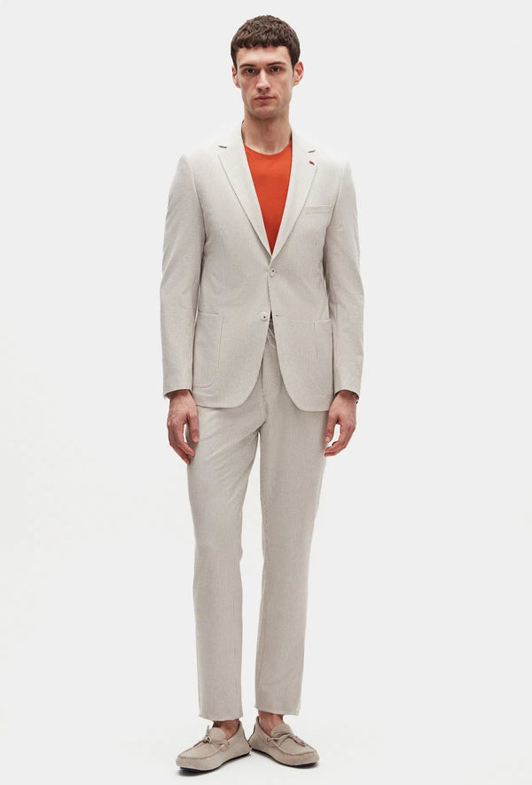 Twn Slim Fit Mink Seersucker Suit