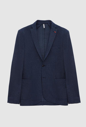 Twn Slim Fit Navy Blue Knitted Fabric Jacket-D'S DAMAT ONLINE