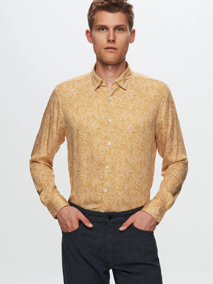 TWN Men's Slim Fit Printed Viscose Casual Shirt