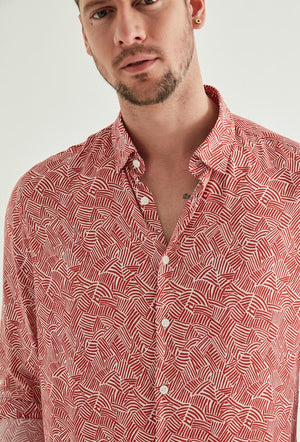 TWN Men's Slim Fit Printed Viscose Casual Shirt - 0EC02AP28259M