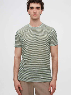 TWN Men's Slim Fit Striped Print Polyester Casual T-Shirt