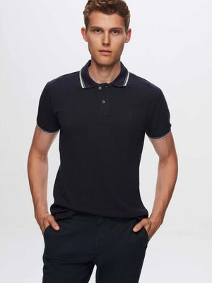 TWN Men's Slim Fit 100% Cotton Plain Knit Polo T-Shirt