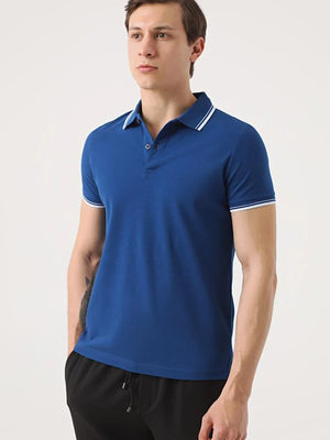 TWN Men's Slim Fit 100% Cotton Plain Knit Polo T-Shirt