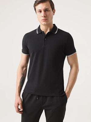 TWN Men's Slim Fit 100% Cotton Plain Knit Polo T-Shirt