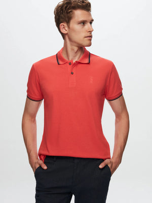 TWN Men's Slim Fit 100% Cotton Plain Knit Polo T-Shirt