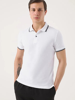TWN Men's Slim Fit 100% Cotton Plain Knit Polo T-Shirt