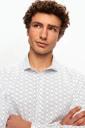 TWN Men's Slim Fit Printed Cotton Blend Formal Shirt with Italian Collar