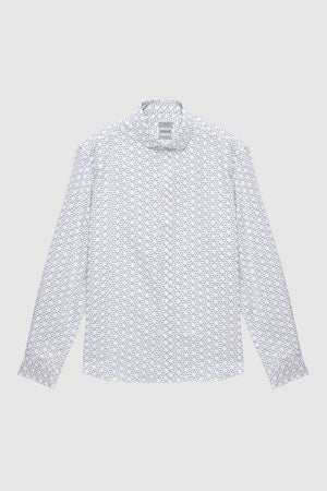 TWN Men's Slim Fit Printed Cotton Blend Formal Shirt with Italian Collar