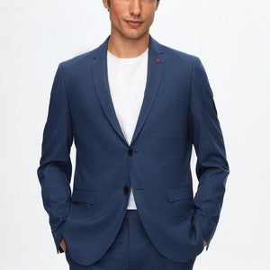Twn Slim Fit Navy Blue Crow's Foot Suit-D'S DAMAT ONLINE