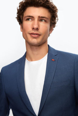 Twn Slim Fit Navy Blue Crow's Foot Suit-D'S DAMAT ONLINE