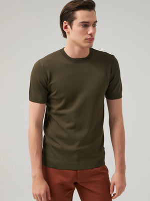 TWN Men's Slim Fit Viscose Blend Plain Knit T-Shirt