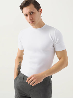 TWN Men's Slim Fit Viscose Blend Plain Knit T-Shirt