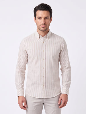 D'S Damat Men's Comfort Fit Striped 100% Cotton Casual Shirt