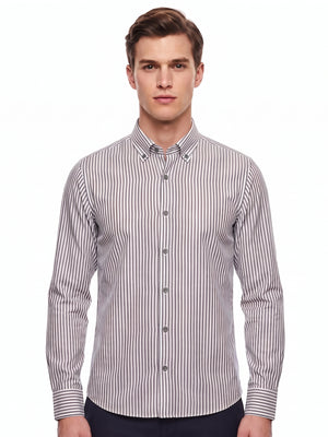 D'S Damat Men's Comfort Fit Striped 100% Cotton Casual Shirt