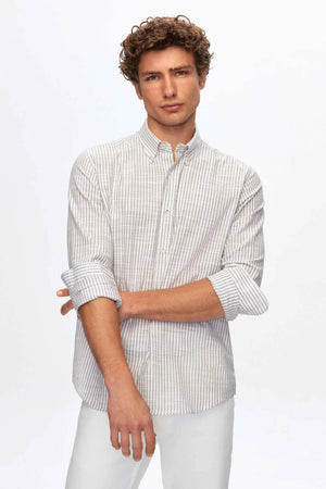 D'S Damat Men's Comfort Fit Striped 100% Cotton Casual Shirt
