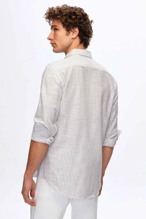 D'S Damat Men's Comfort Fit Striped 100% Cotton Casual Shirt