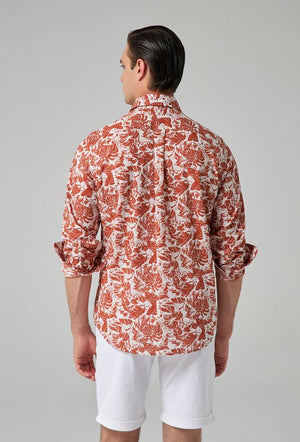 Ds Damat Comfort Brown Printed Shirt-D'S DAMAT ONLINE