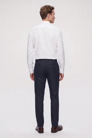 D'S Damat Men's Slim Fit White Cotton Blend Plain Shirt