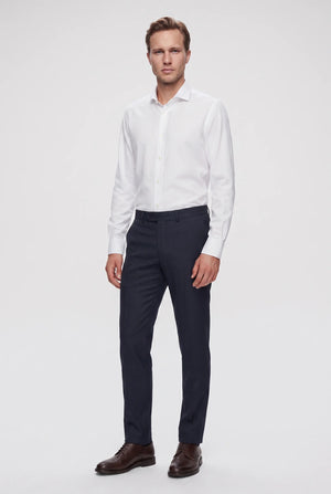 D'S Damat Men's Slim Fit White Cotton Blend Plain Shirt