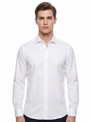 D'S Damat Men's Slim Fit Textured Cotton Blend Formal Shirt with Italian Collar