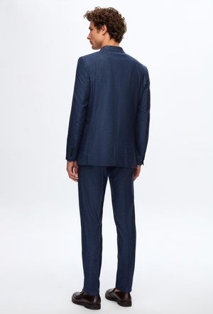 Ds Damat Slim Fit Navy Blue Dobby Suit-D'S DAMAT ONLINE