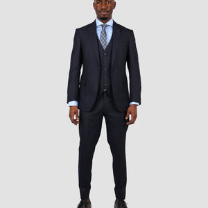 DS Damat Slim Fit Blue Suit With Vest-D'S DAMAT ONLINE