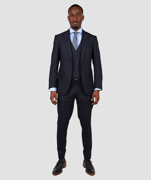DS Damat Slim Fit Blue Suit With Vest-D'S DAMAT ONLINE