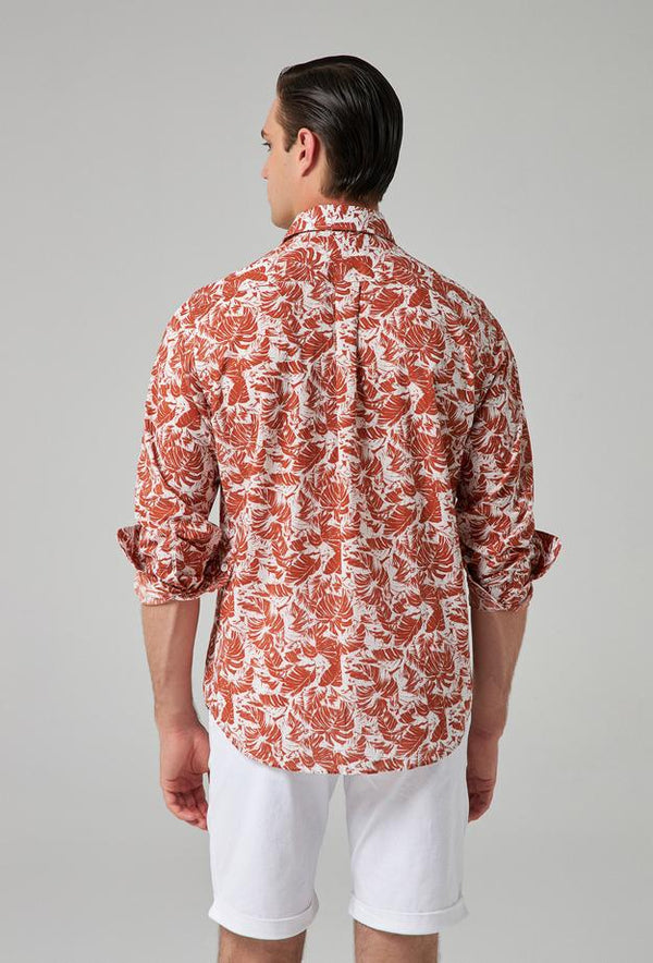 Ds Damat Comfort Brown Printed Shirt-D'S DAMAT ONLINE