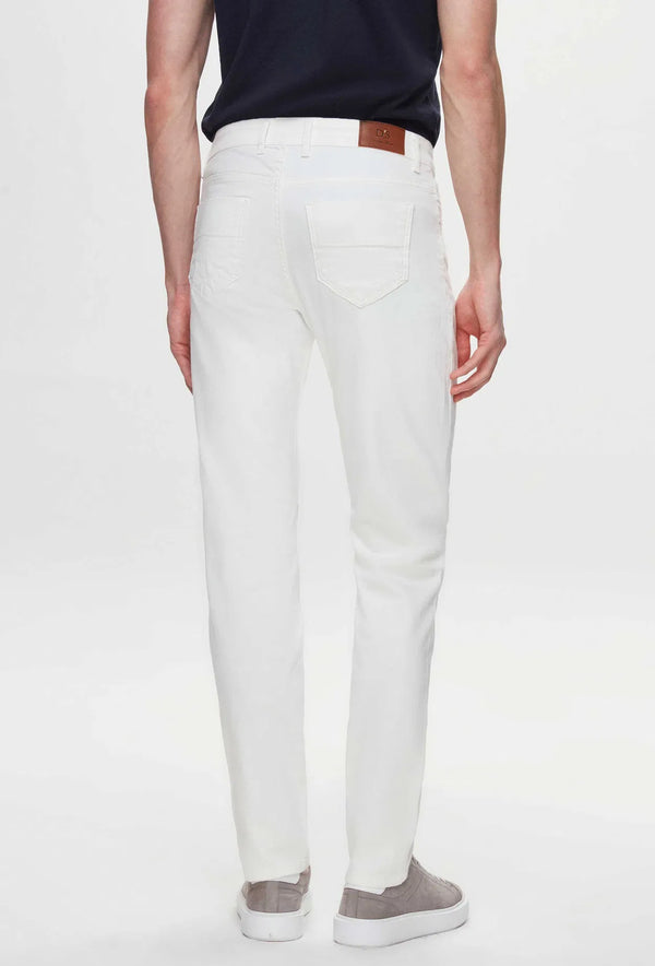 Ds Damat Slim Fit White Gabardine Denim Trousers