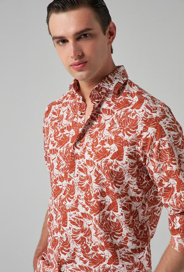 Ds Damat Comfort Brown Printed Shirt-D'S DAMAT ONLINE
