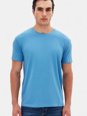 TWN Men's Slim Fit Embossed Print Cotton Stretch T-Shirt with RPT