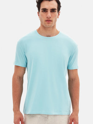 TWN Men's Slim Fit Embossed Print Cotton Stretch T-Shirt with RPT
