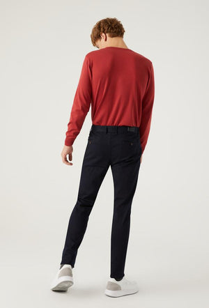 Twn Slim Fit Navy Blue Dobby Chino Trousers-D'S DAMAT ONLINE