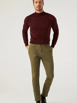 TWN Slim Fit Cotton Stretch Dobby Chino Trousers Premium Casual Men's Pants