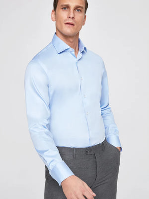 D'S Damat Men's Slim Fit Cotton Stretch Straight Shirt