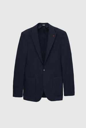 Twn Slim Fit Navy Blue Dobby Fabric Jacket